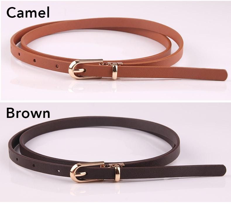 Women'S Fashion PU Skinny Belts Thin Belt