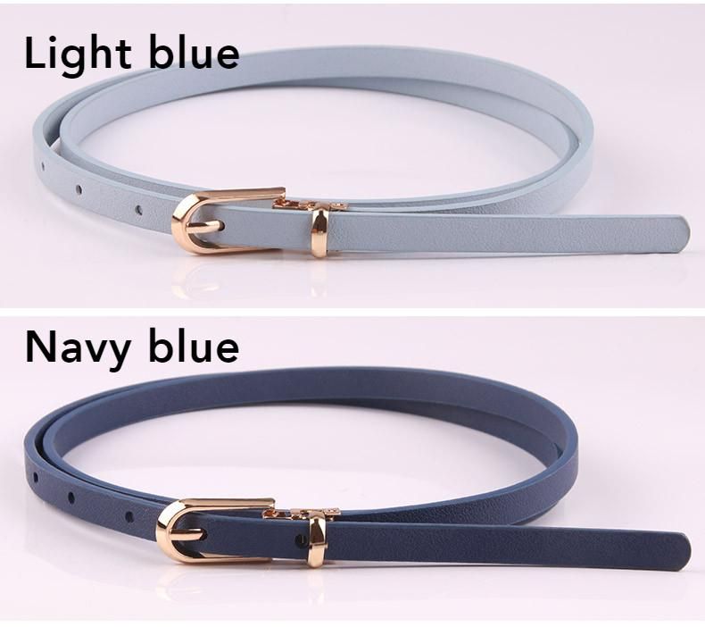 Women'S Fashion PU Skinny Belts Thin Belt