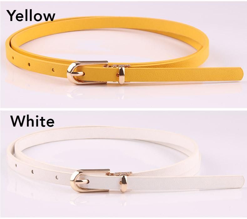 Women'S Fashion PU Skinny Belts Thin Belt
