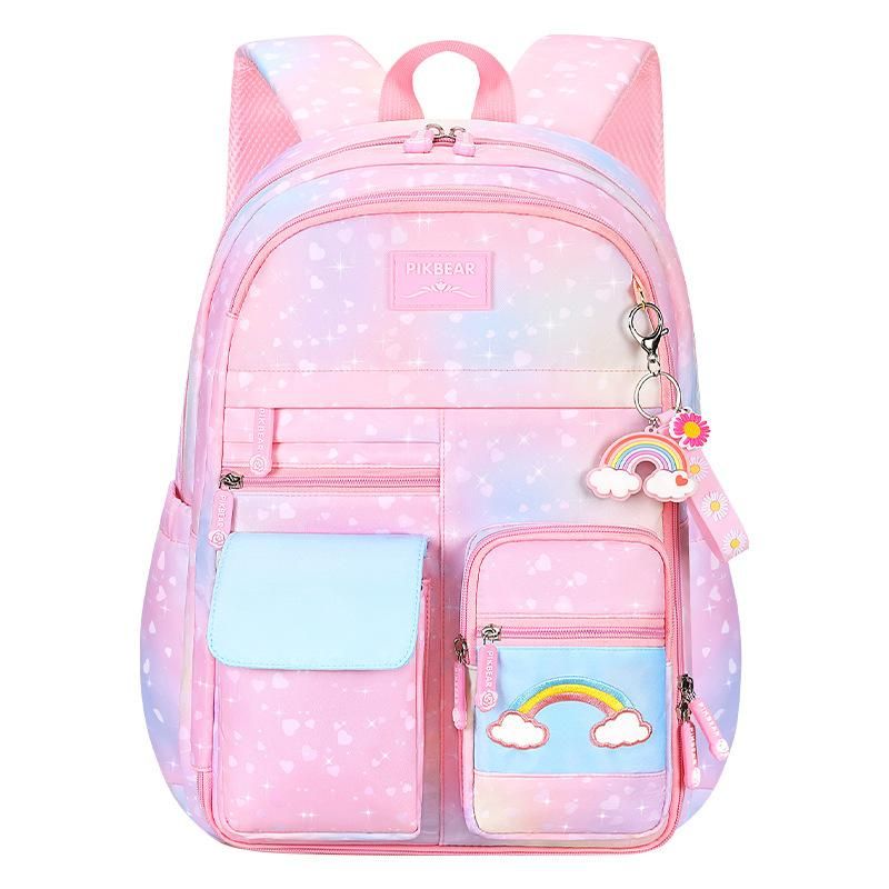 Elementary School School Girls Gradient Backpack Princess One Piece Generation Refrigerator Model Ultra-light Large-capacity Backpack Purple trumpet