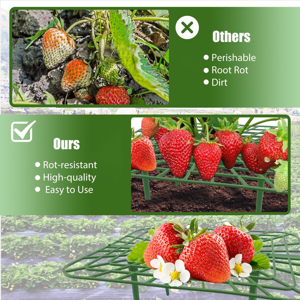 3PCS Strawberry Stand Frame Holder Balcony Planting Rack
