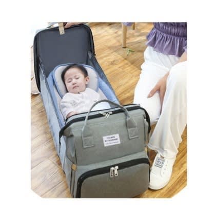 Baby Diaper Bag With Bed - Grey