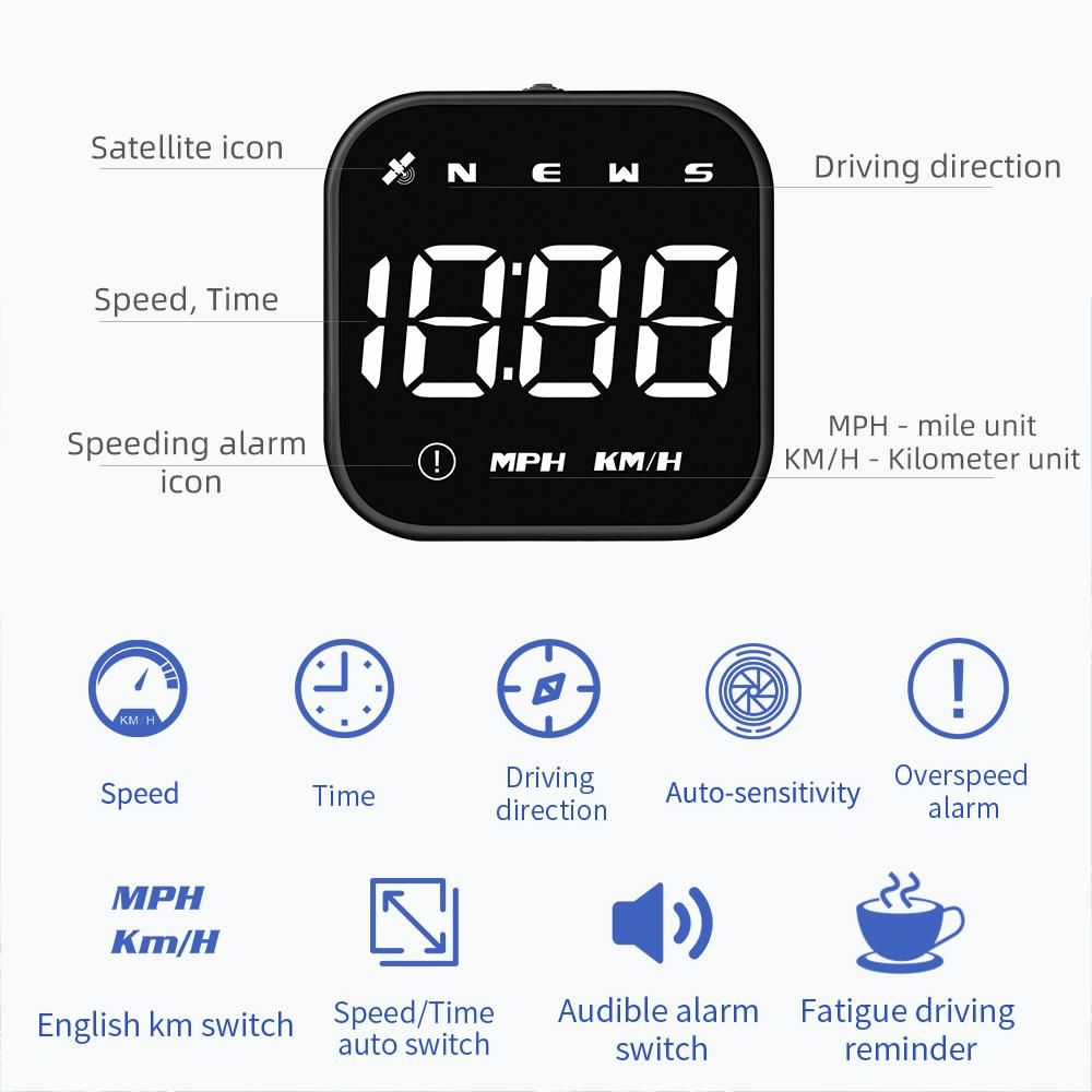 G4S GPS Car HUD Vehicle Head up Display Digital Speedometer Compass Direction Driver Fatigue Alert Speeding Alarm System
