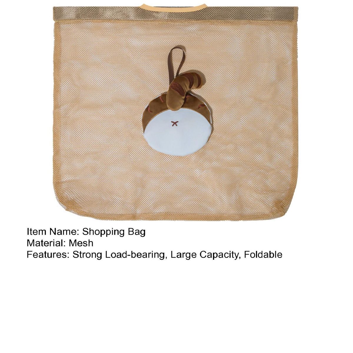 Shopping Pouch Travel Grocery Cattail Folding Storage Bag Light Blond