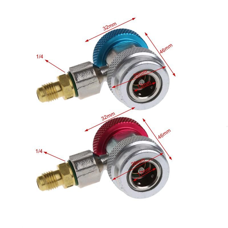 2Pcs Car Auto Freon R134A H/L Quick Coupler Adapters Air