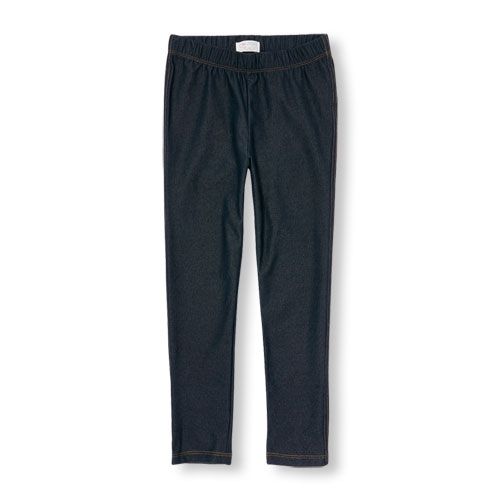 Girls Knit Denim Capri Short Jeggings - Blue Indigo