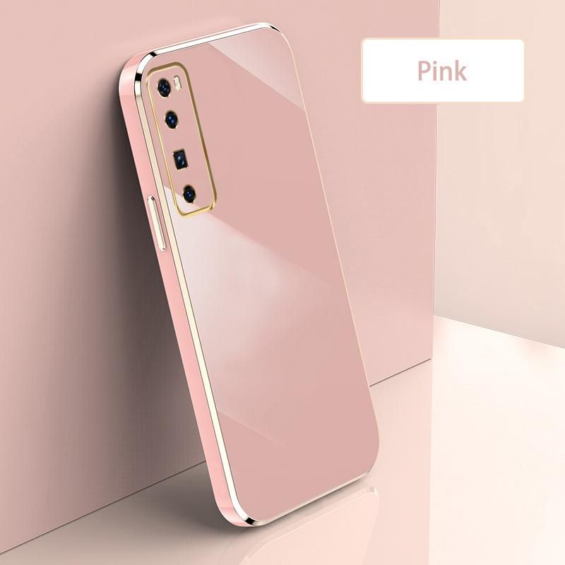 Ultra Thin Plating Phone Case for Huawei Nova 7 Pro 5G Lens Protection soft Phone Back Cover-Pink