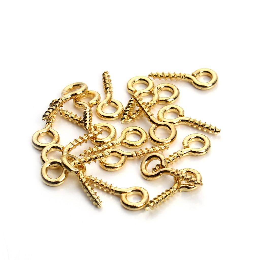 200pcs Gold Metal Screw Eyes Pins Eyelets Jewelry Pendant