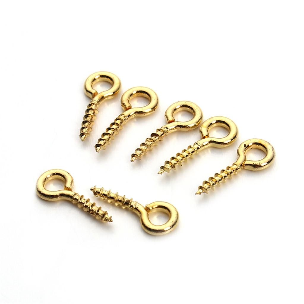 200pcs Gold Metal Screw Eyes Pins Eyelets Jewelry Pendant