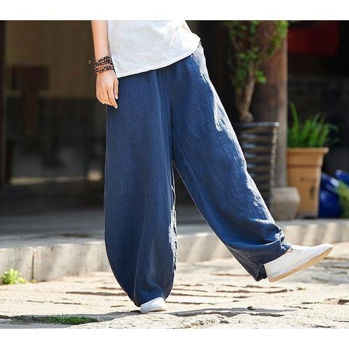 Cotton And Linen Bloomers Elastic Waist Large Pants