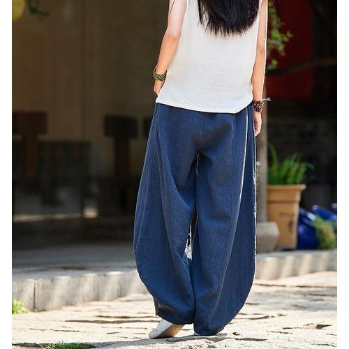 Cotton And Linen Bloomers Elastic Waist Large Pants