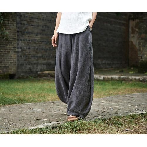 Cotton And Linen Bloomers Elastic Waist Large Pants