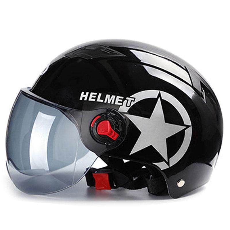ABS Motorcycle Half Face Sunscreen Lens -proof Protective Piano Black