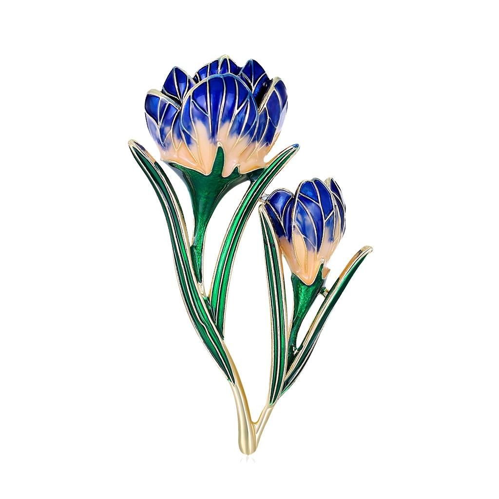 Brooch Retro Tulip Crystal Flower Alloy Simple Sweater