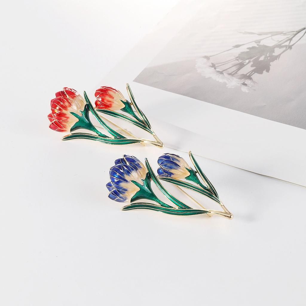 Brooch Retro Tulip Crystal Flower Alloy Simple Sweater