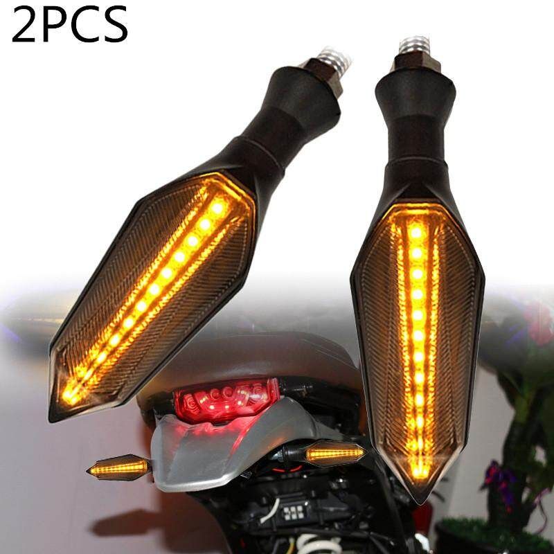 2PCS Motorcycle LED Turn Signal Lamp Sequential Flowing Indicator Lights Amber Tail Light