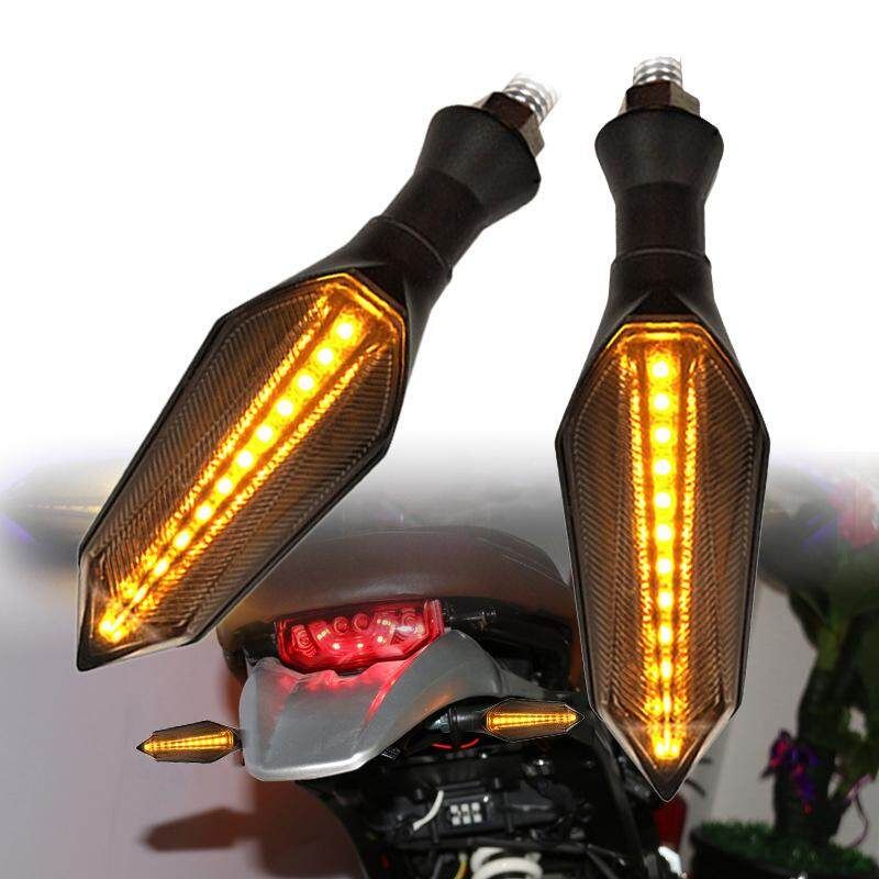 2PCS Motorcycle LED Turn Signal Lamp Sequential Flowing Indicator Lights Amber Tail Light