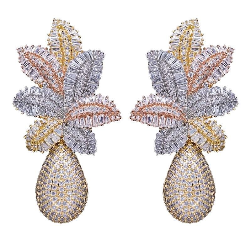 Large Long Bridal Wedding Earrings European and American