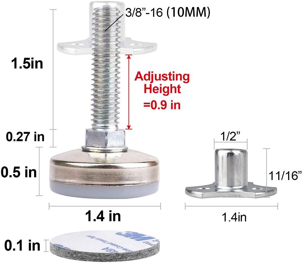 Heavy Duty Furniture Leveling Feet, Adjustable Furniture Leg Levelers ​for Tables Chairs Cabinets Sofa Raiser, Support 1320LB
