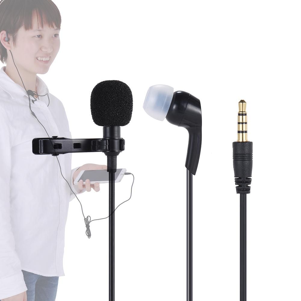 Andoer Mini Clip-on Lapel Lavalier Microphone Mic Earphone Omni-directional Condenser Hands-free 3.5mm Jack for iPhone 6/6 plus/5 iPad Smartphones Computer PC Laptop Loudspeaker Live Stream Singing