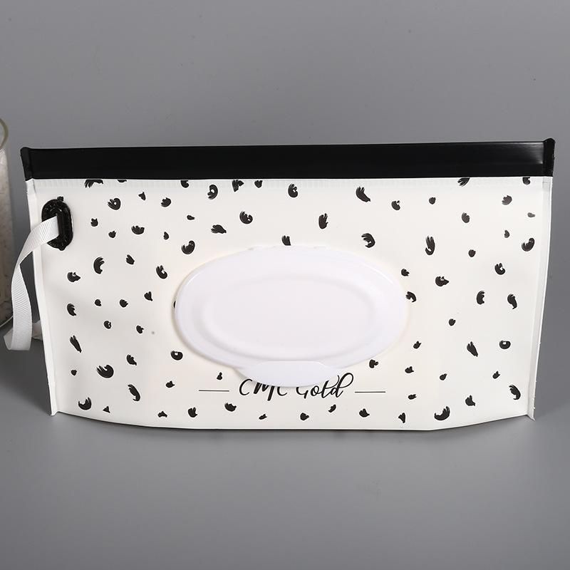 Spot eva wet wipes bag baby wipes packaging bag portable flap extraction self-sealing wet wipes sub-bag black dot pattern