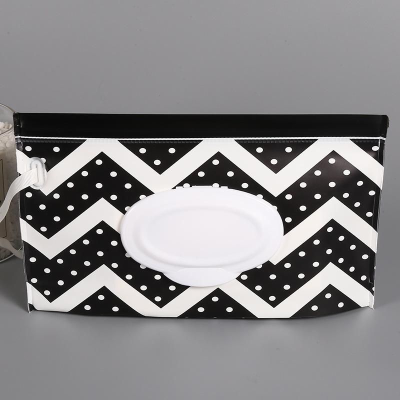Spot eva wet wipes bag baby wipes packaging bag portable flap extraction self-sealing wet wipes sub-bag black dot pattern