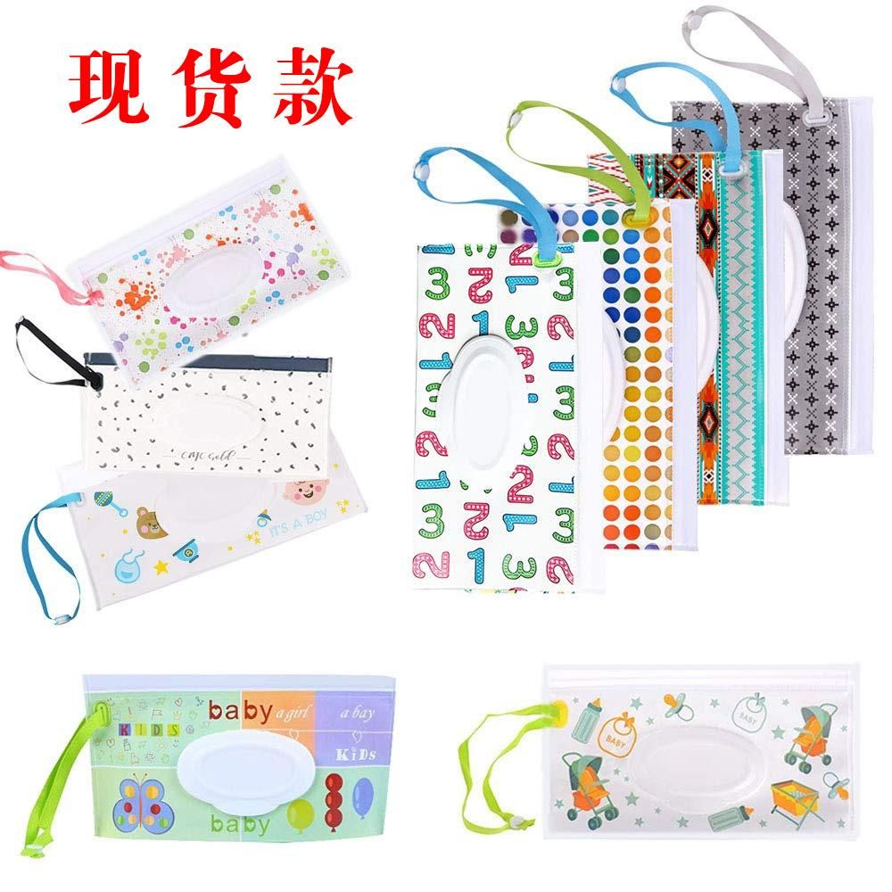 Spot eva wet wipes bag baby wipes packaging bag portable flap extraction self-sealing wet wipes sub-bag black dot pattern
