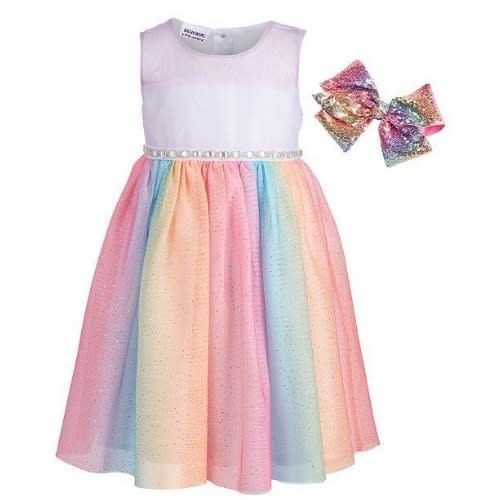 Special Occasion Girls' Dress & Hair Bow Clip Set