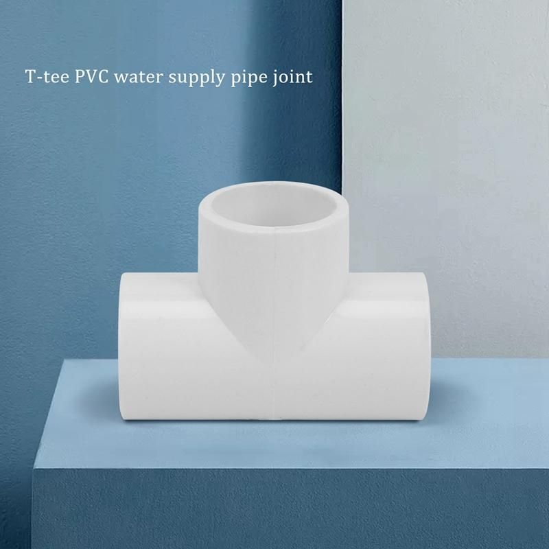 20mm PVC Tee 3 Way Water Pipe Tube Adapter Connectors White 5 Pcs