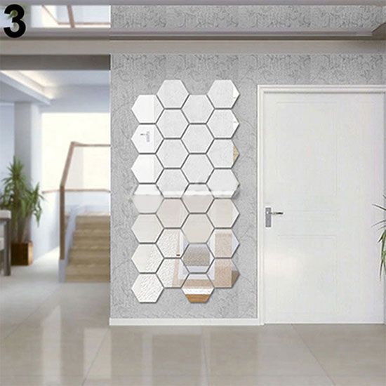 3D Acrylic Modern Mirror Decal Art Mural Wall-Silver