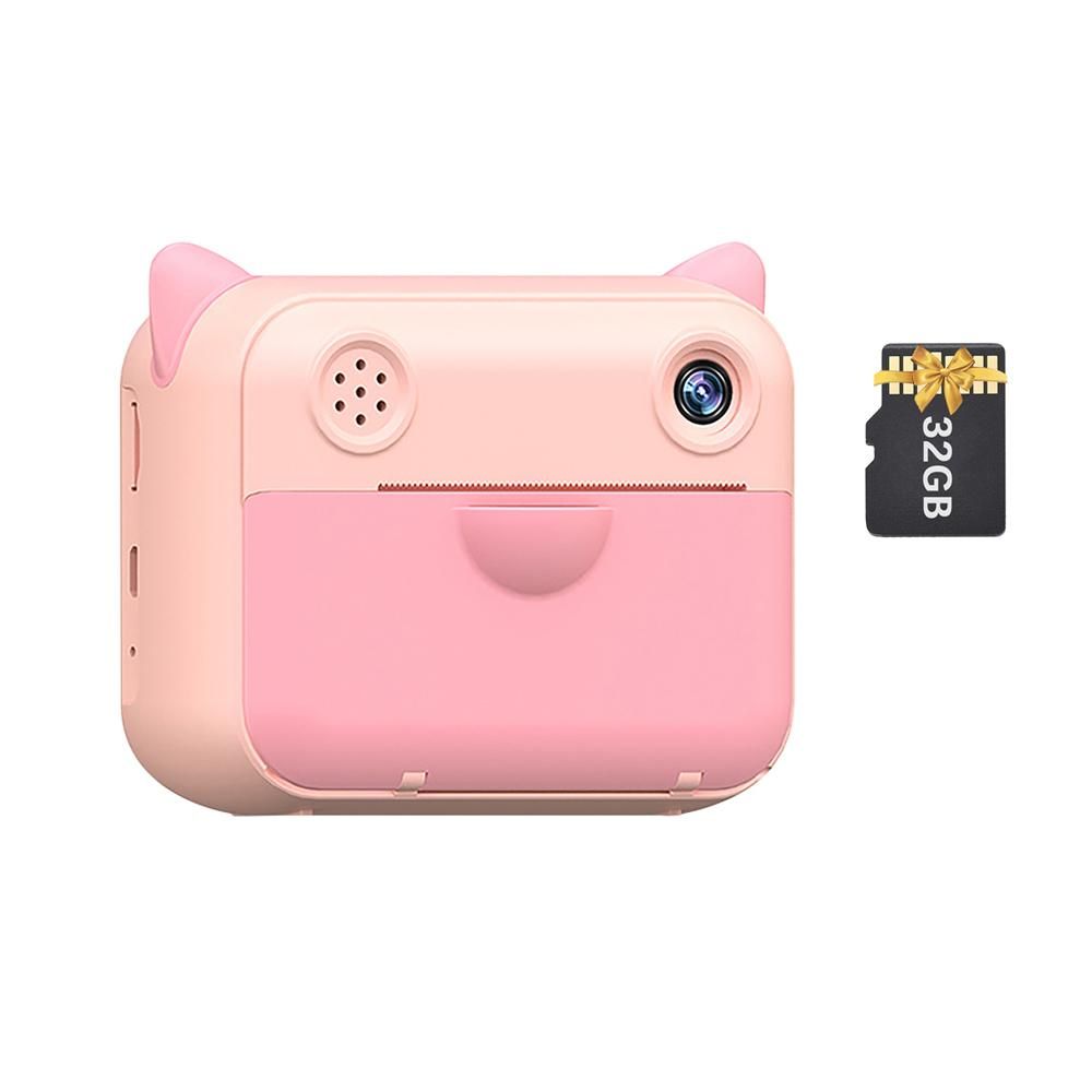 Cute Kids Instant Print Camera 1080P Digital Video Camera Dual Camera Lens 12MP 2.4 Inch LCD Screen Built-in Battery with 32GB TF Card Birthday Festival Christmas Gift for Kids Boys Girls