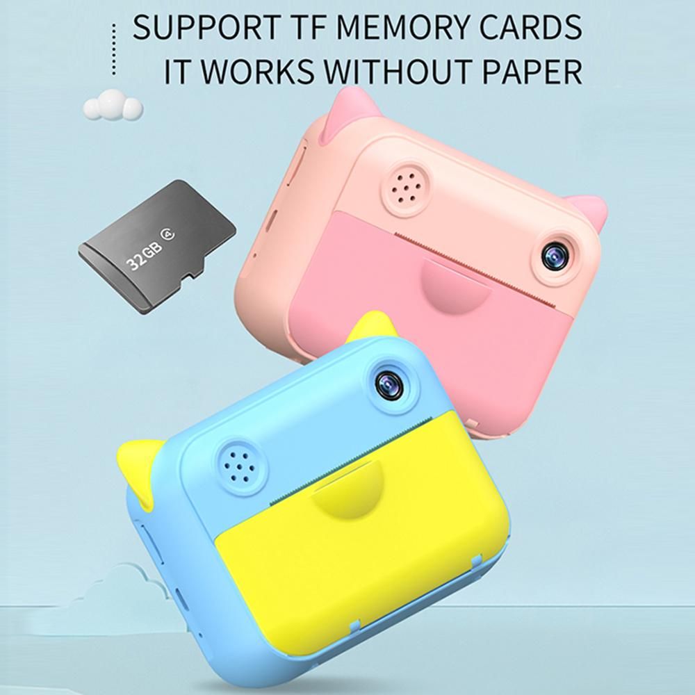 Cute Kids Instant Print Camera 1080P Digital Video Camera Dual Camera Lens 12MP 2.4 Inch LCD Screen Built-in Battery with 32GB TF Card Birthday Festival Christmas Gift for Kids Boys Girls