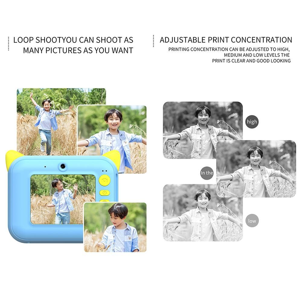 Cute Kids Instant Print Camera 1080P Digital Video Camera Dual Camera Lens 12MP 2.4 Inch LCD Screen Built-in Battery with 32GB TF Card Birthday Festival Christmas Gift for Kids Boys Girls