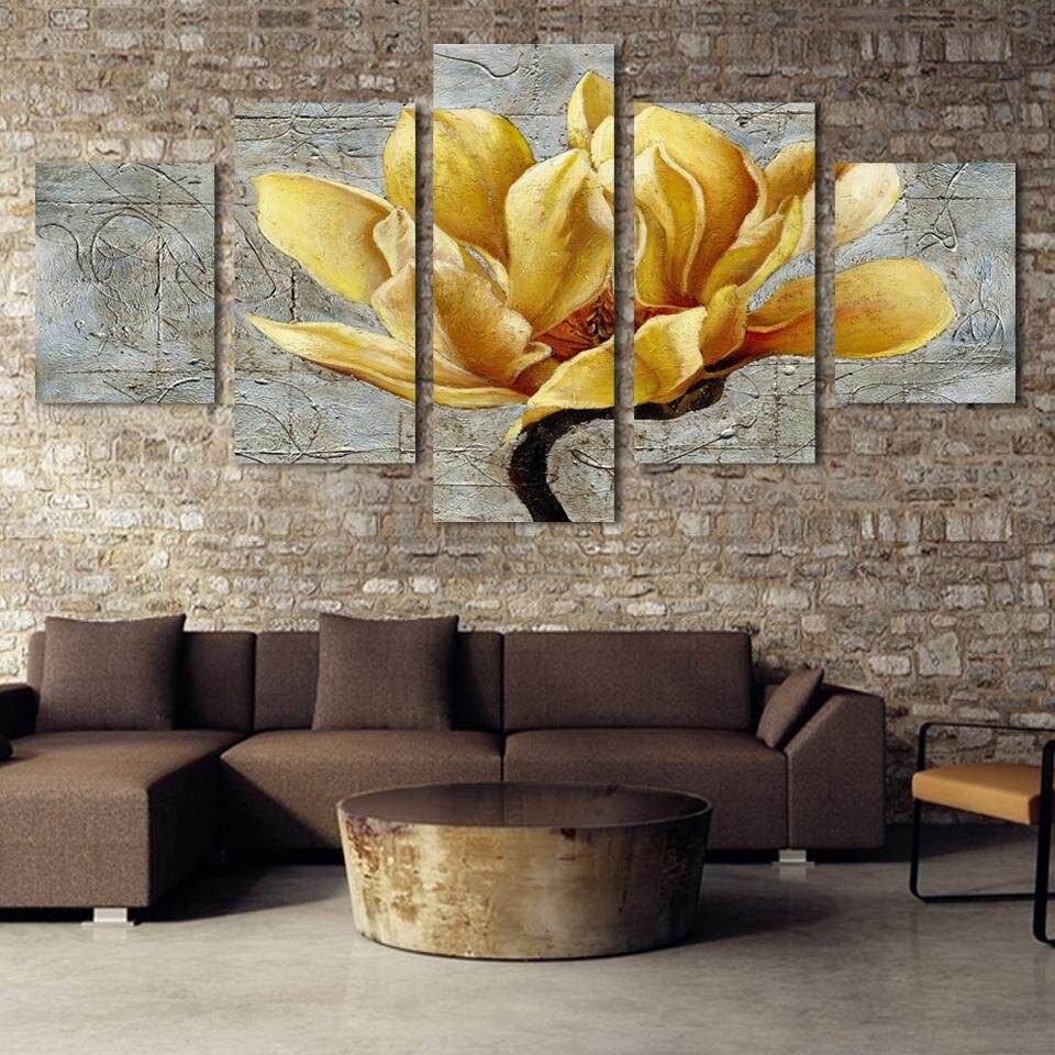 5 Pcs Unframed Canvas Print Home Decor Wall Art Flower Design Size S 20*55CM 20*55cm