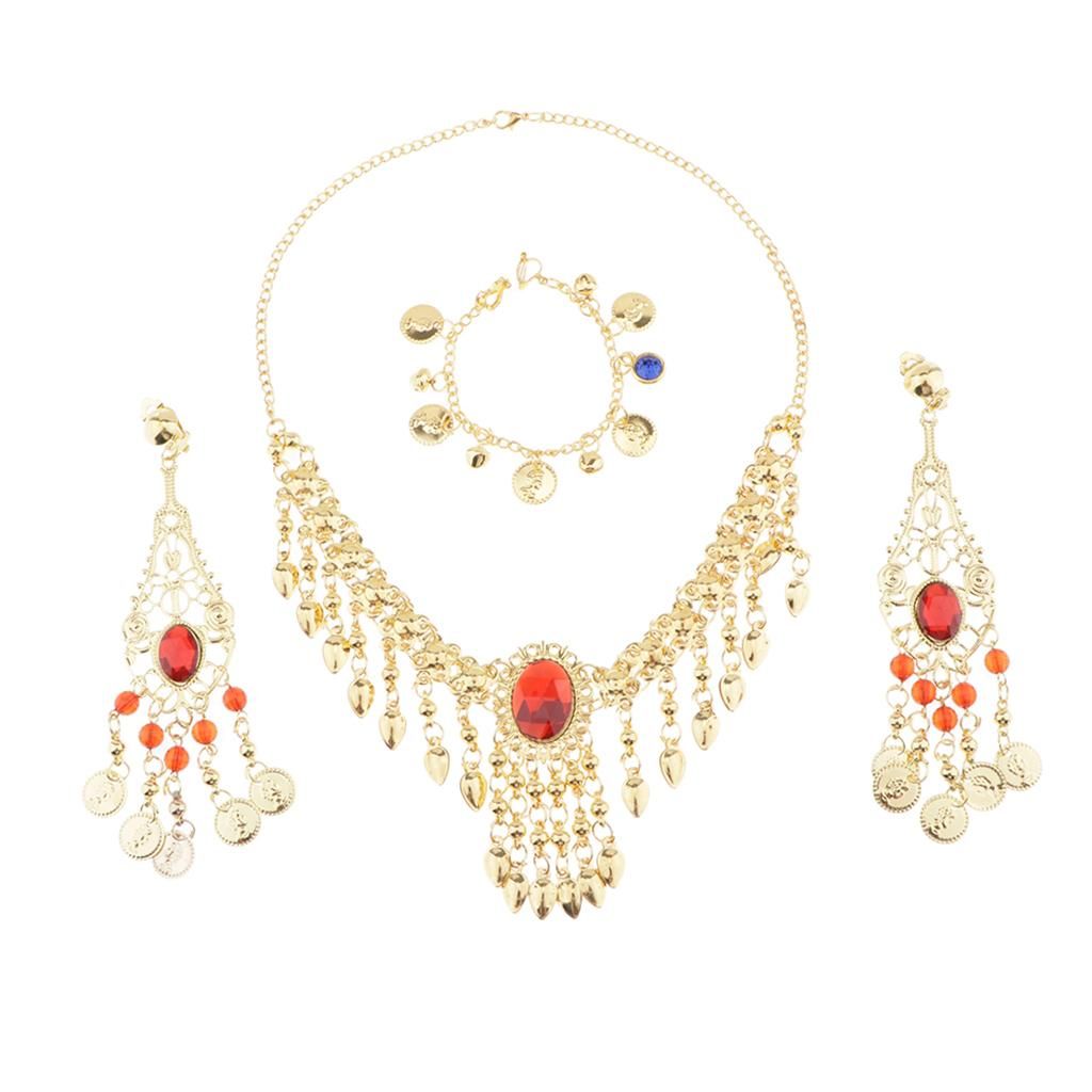 Belly Dance Ethnic Jewelry Set Necklace Nose Chain Earring