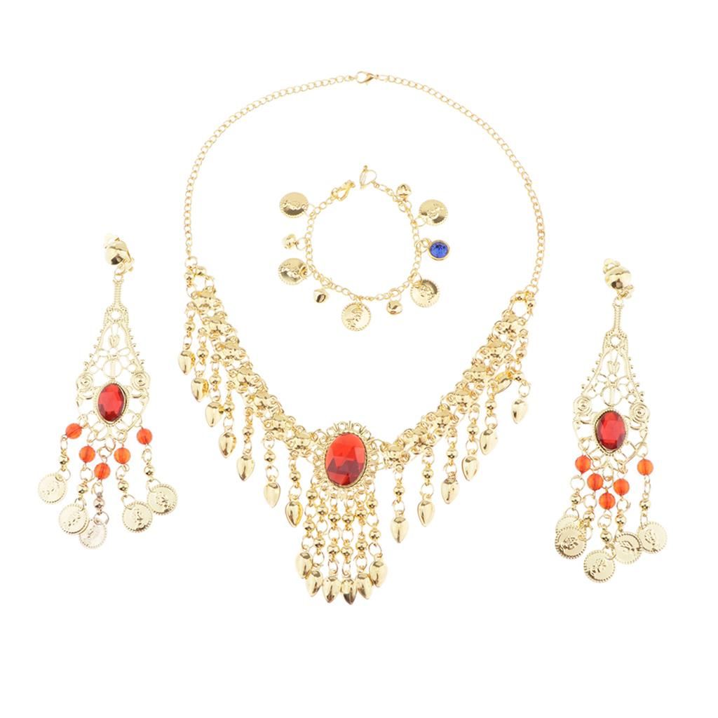 Belly Dance Ethnic Jewelry Set Necklace Nose Chain Earring