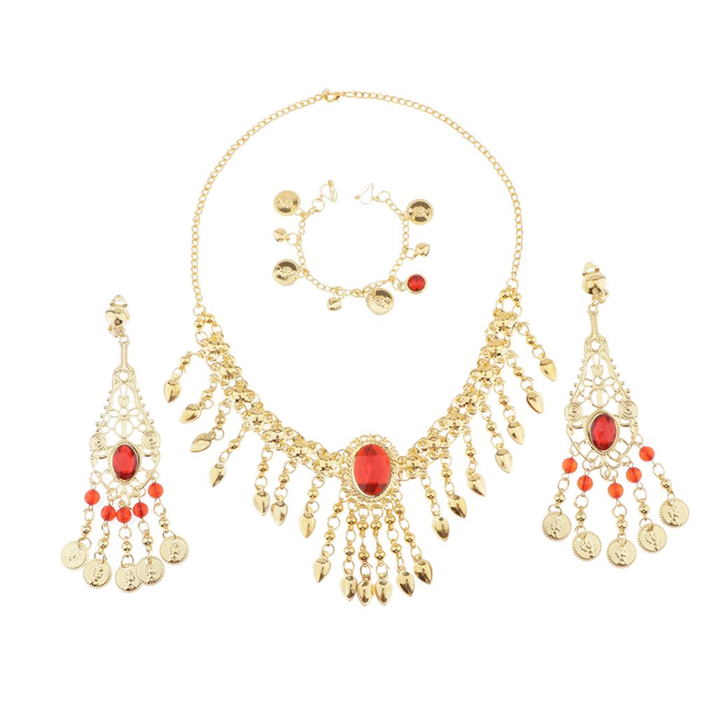 India Ance Belly Ance Jewelry Iamante Necklace, Earrings, Nose Chain D