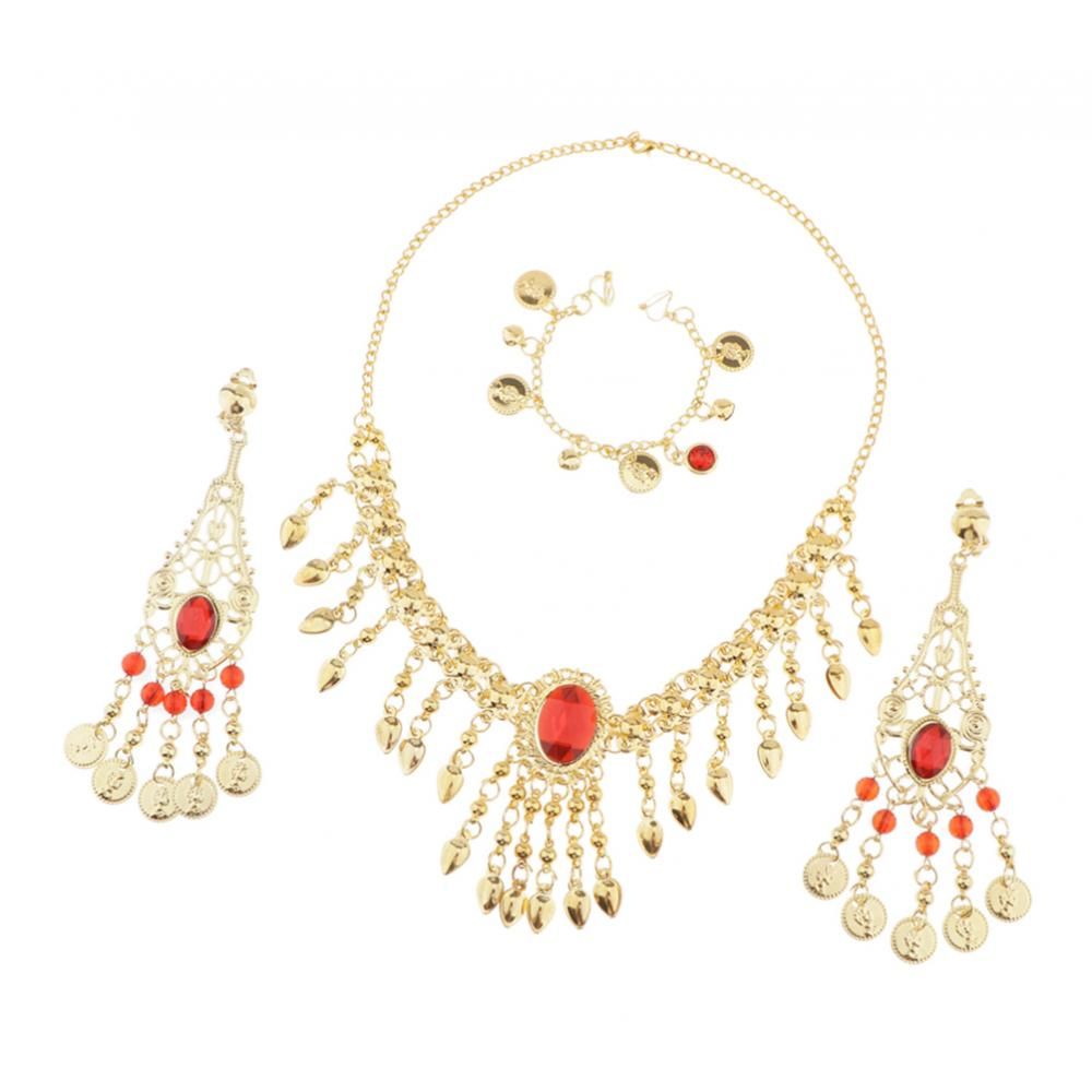 India Ance Belly Ance Jewelry Iamante Necklace, Earrings, Nose Chain D