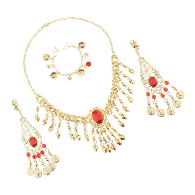 India Ance Belly Ance Jewelry Iamante Necklace, Earrings, Nose Chain D