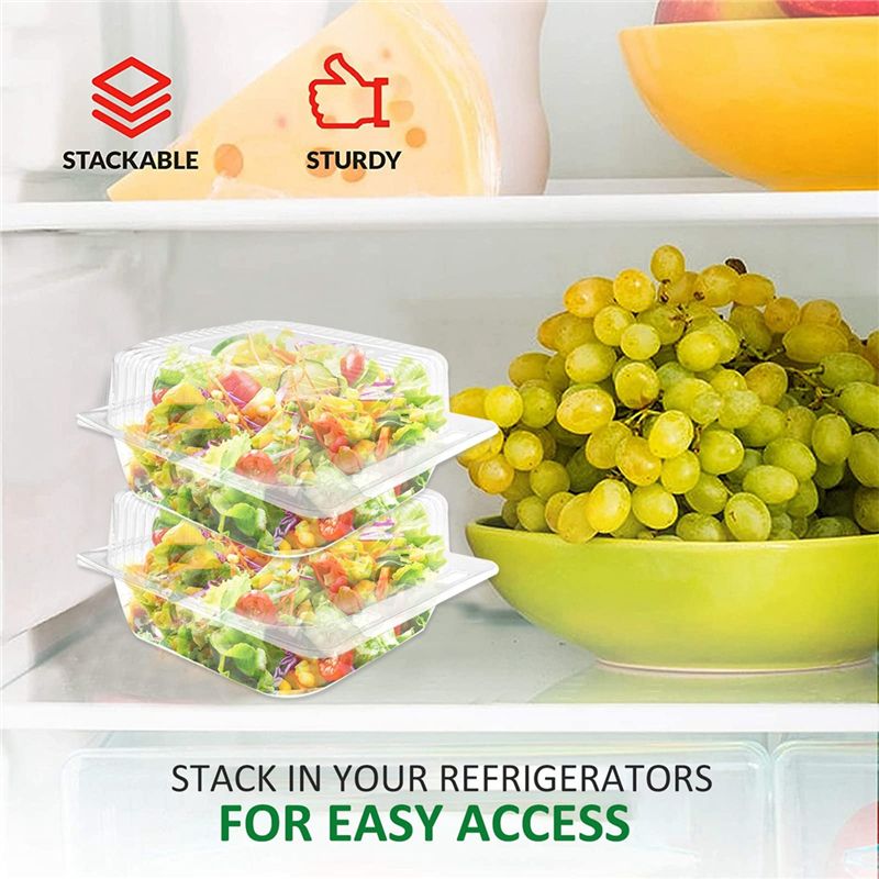 100Pcs Single Individual Cake Slice Boxes Dessert Containers Cheesecake Boxes Stackable Square Boxes Clear Food Boxes