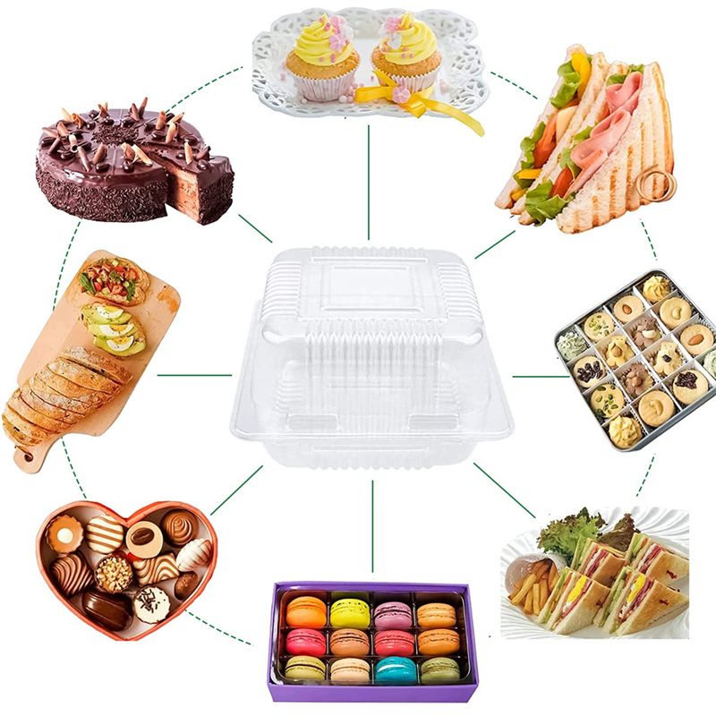 100Pcs Single Individual Cake Slice Boxes Dessert Containers Cheesecake Boxes Stackable Square Boxes Clear Food Boxes