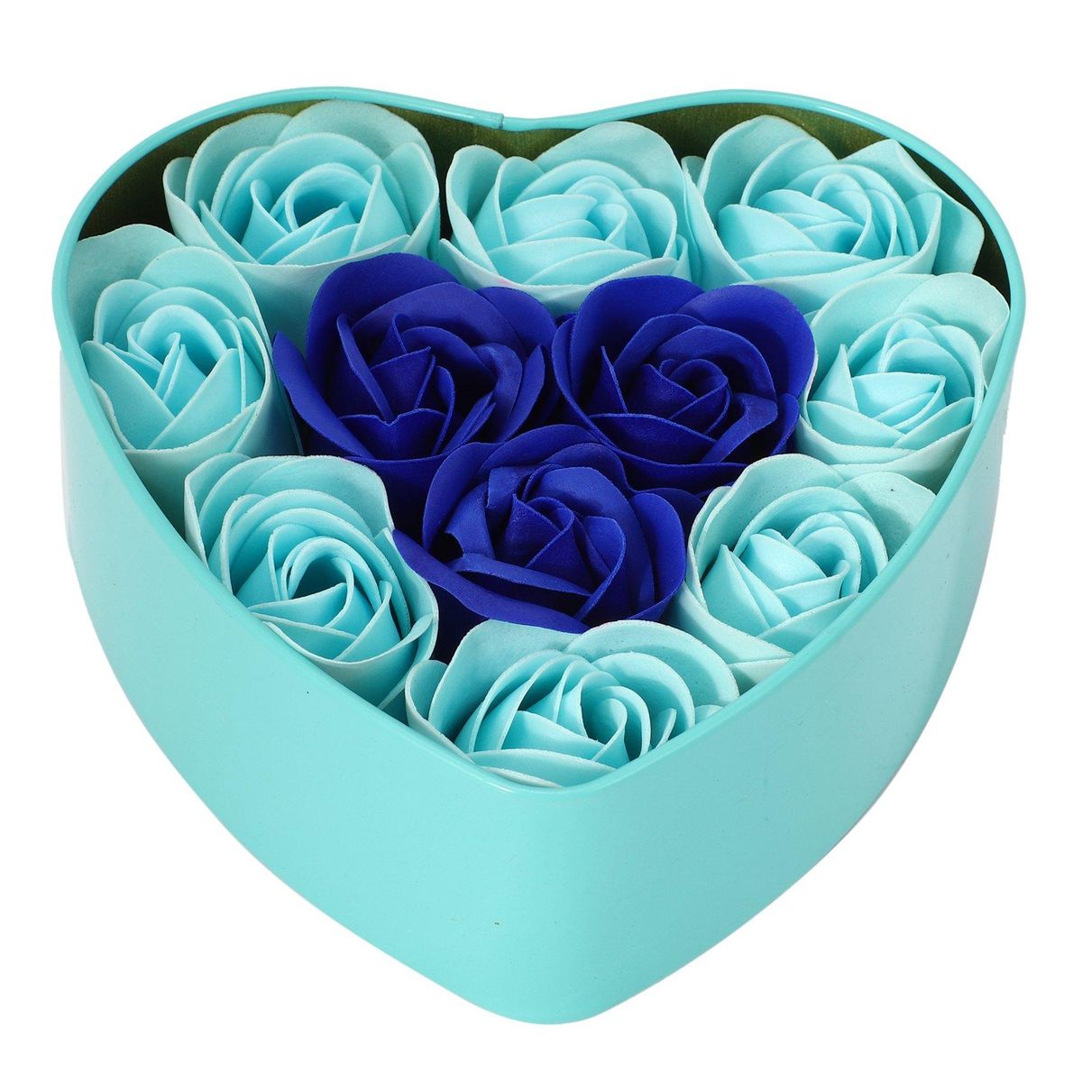 11Pcs/Box Soap Flower Heart Shape-Blue