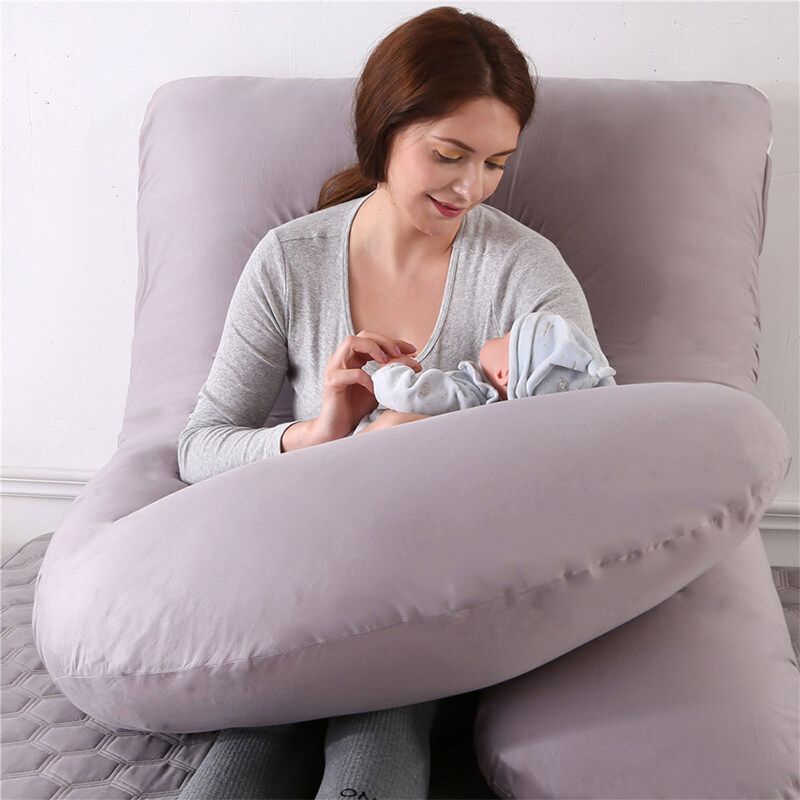 70*130 Cm Multi-purpose Pure Cotton U Shape Pillow Pregnancy Nursing Pillow Washable Pregnant Women U Shape Cushion For Mother Baby Feeding A