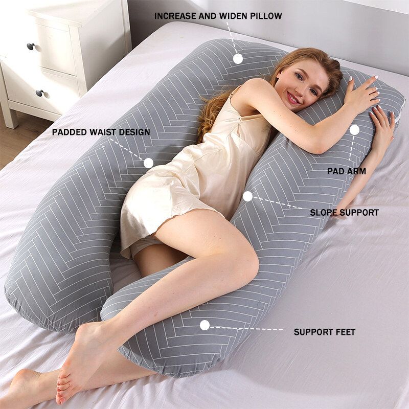 70*130 Cm Multi-purpose Pure Cotton U Shape Pillow Pregnancy Nursing Pillow Washable Pregnant Women U Shape Cushion For Mother Baby Feeding A