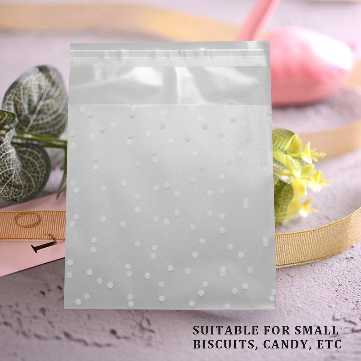 100pcs Frosted Cute Plastic Pack Candy Cookie Soap Packaging Bags Cupcake Self Adhesive Sample Gift Bag 10cm