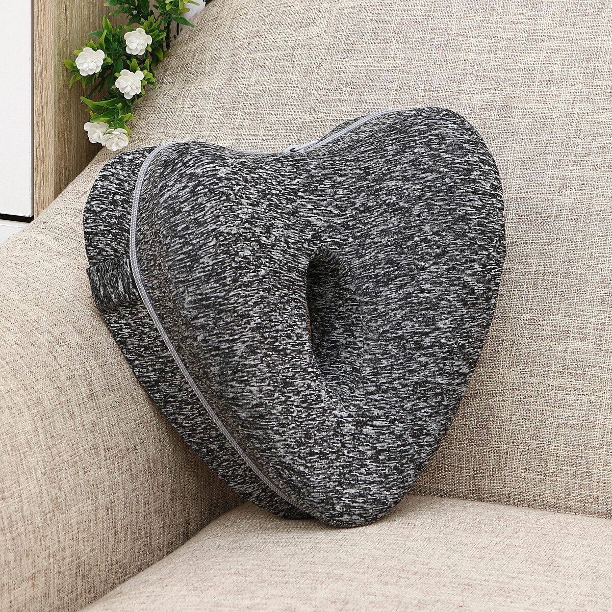 Memory Foam Leg Pillow Cushion Pad Relieve Knees Pain Foot Relax Washable Grey