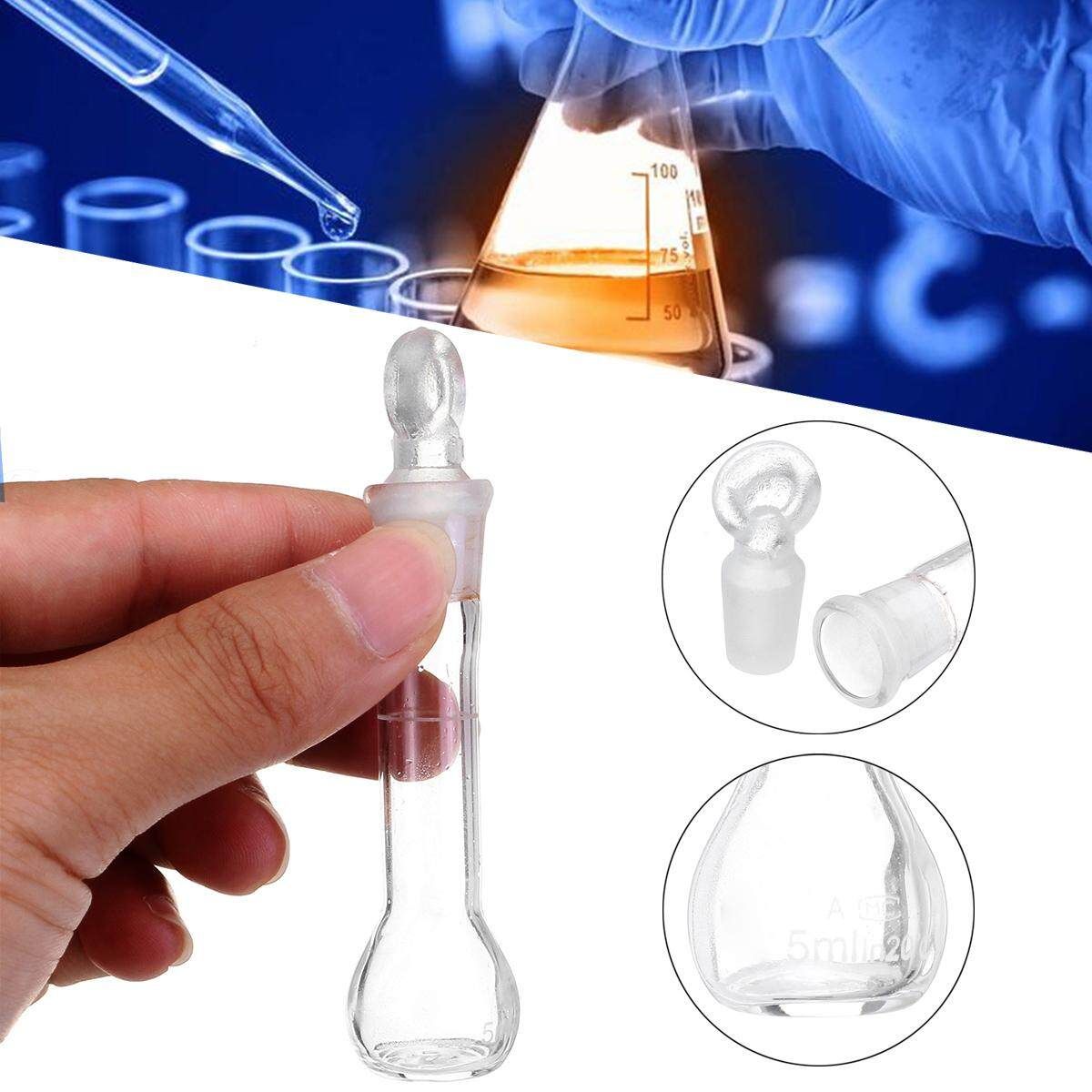 5ML Clear Glass Volumetric Flask Beakers Borosilicate Lab Glassware With Stopper