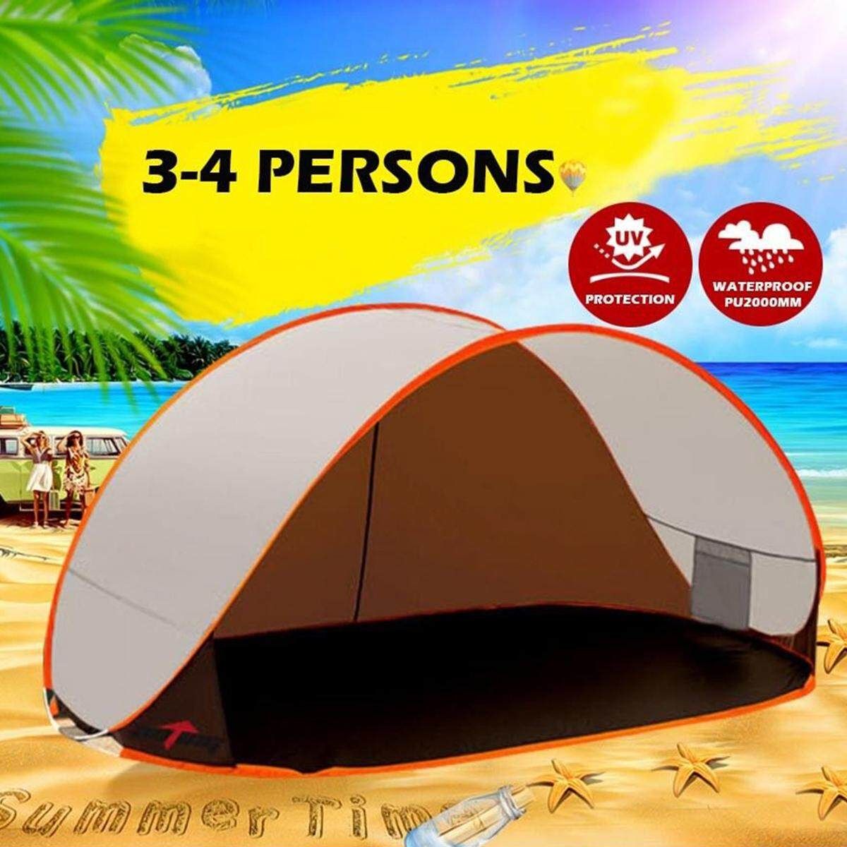 Outdoor 3-4 People Automatic Open Up Tent UV Waterproof Shelter Sunshade Camping Hiking