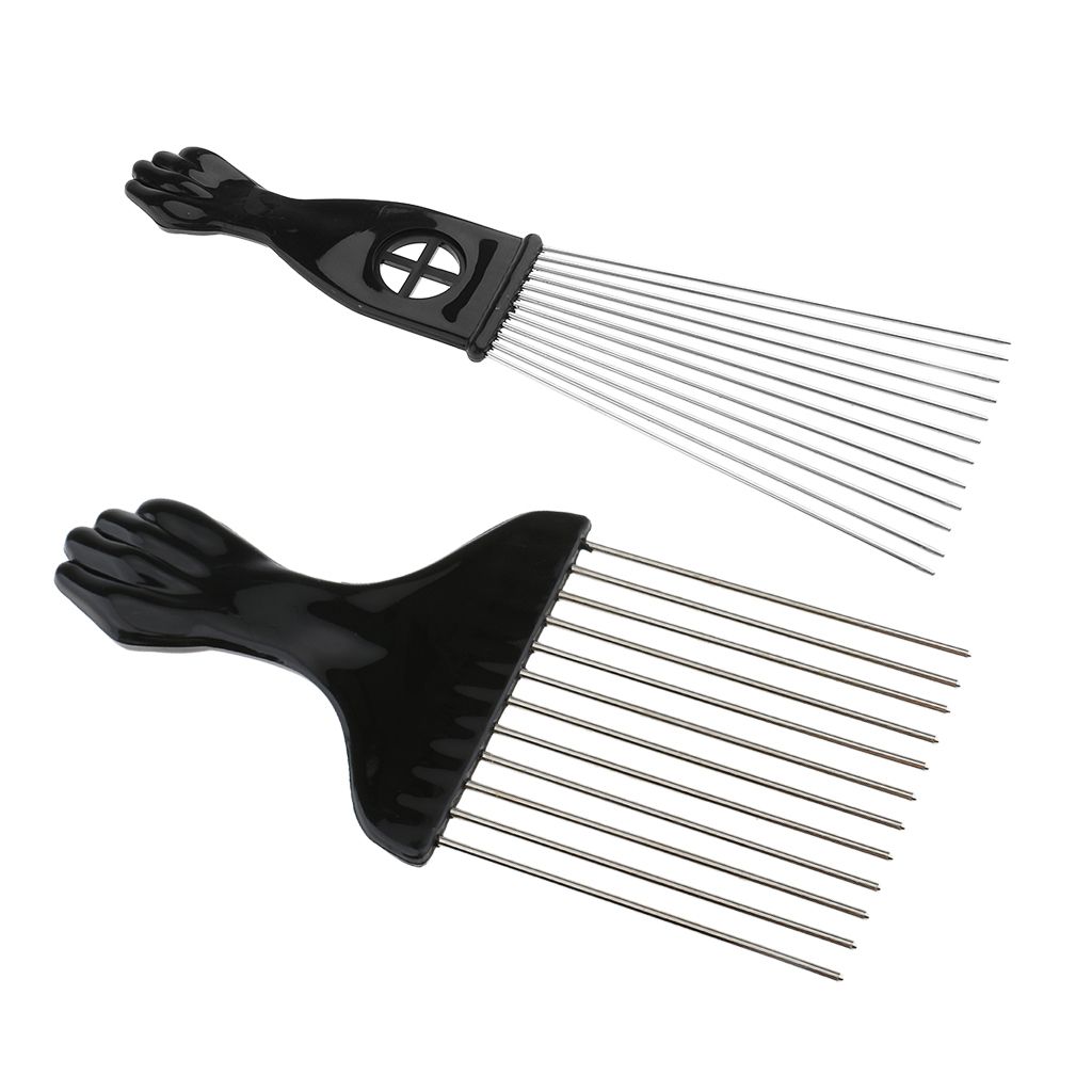 2pcs Sector Afro Pick Lifting Metal African Hair Comb