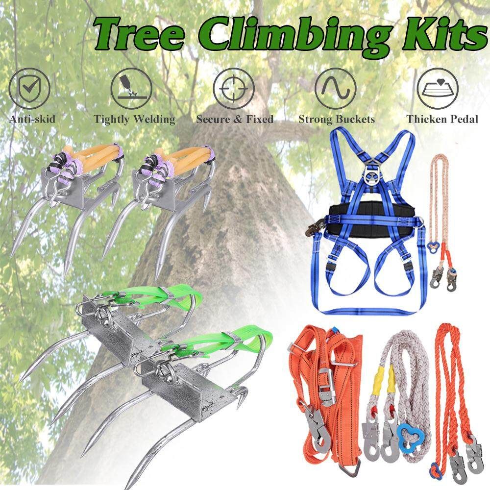Tree Climbing Sets Climbing Spikes Sharp Claws W/ Safe Belt & Ropes Army Green